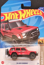 Load image into Gallery viewer, Hot Wheels 2022 '95 Jeep Cherokee Red #150 Baja Blazers 10/10 New Long Card