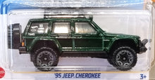 Load image into Gallery viewer, Hot Wheels 2022 '95 Jeep Cherokee Green #150 Baja Blazers 10/10 New Long Card