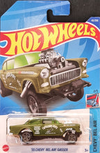 Load image into Gallery viewer, Hot Wheels 2022 '55 Chevy Bel Air Gasser Matte Olive #43 Chevy Bel Air 2/5 New