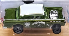 Load image into Gallery viewer, Hot Wheels 2022 '55 Chevy Bel Air Gasser Matte Olive #43 Chevy Bel Air 2/5 New