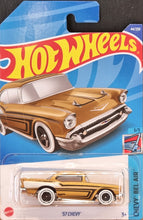 Load image into Gallery viewer, Hot Wheels 2022 '57 Chevy Gold #44 Chevy Bel Air 3/5 New Long Card