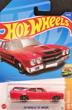 Load image into Gallery viewer, Hot Wheels 2022 '70 Chevelle SS Wagon Red #111 HW Wagons 1/5 New Long Card - Missing Side Stripes