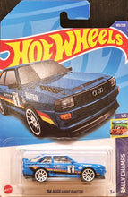 Load image into Gallery viewer, Hot Wheels 2022 '84 Audi Sport Quattro Blue #180 Rally Champs 1/5 New Long Card
