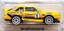 Load image into Gallery viewer, Hot Wheels 2022 '84 Audi Sport Quattro Yellow #180 Rally Champs 1/5 New Long Card