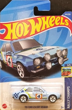 Load image into Gallery viewer, Hot Wheels 2022 '70 Ford Escort RS1600 Blue #244 Rally Champs 5/5 New Long Card