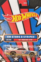 Load image into Gallery viewer, Hot Wheels 2022 '67 Pontiac GTO Grey Stars & Stripes 2/8 New Long Card