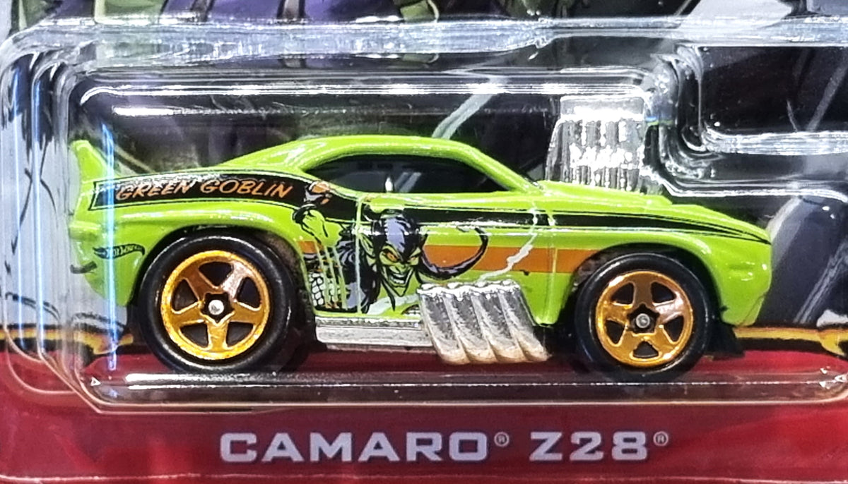 Hot Wheels 2022 Camaro Z28 Green Marvel Spider Man 45 New Long Card Explorafind 1868