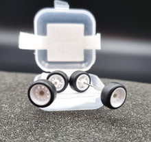 Load image into Gallery viewer, 1:64 10 Spoke White Plastic Wheel Set with Rubber Tyres - Hot Wheels, Matchbox