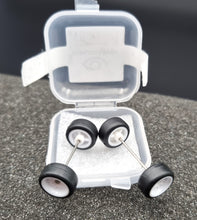 Load image into Gallery viewer, 1:64 10 Spoke White Plastic Wheel Set with Rubber Tyres - Hot Wheels, Matchbox