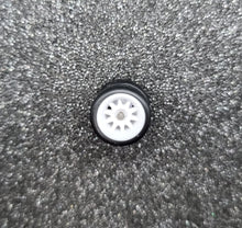 Load image into Gallery viewer, 1:64 10 Spoke White Plastic Wheel Set with Rubber Tyres - Hot Wheels, Matchbox