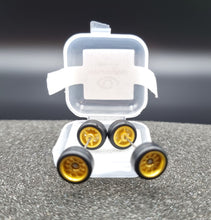 Load image into Gallery viewer, 1:64 10 Spoke Satin Gold Wheel Set with Rubber Tyres - Hot Wheels, Matchbox