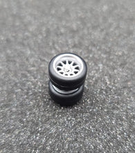 Load image into Gallery viewer, 1:64 10 Spoke Silver Alloy Wheel Set with Rubber Tyres - Hot Wheels, Matchbox