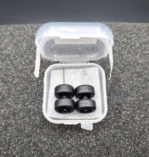 Load image into Gallery viewer, 1:64 4 Spoke Black Plastic Wheel Set with Rubber Tyres - Hot Wheels, Matchbox