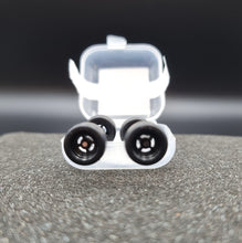 Load image into Gallery viewer, 1:64 4 Spoke Black Plastic Wheel Set with Rubber Tyres - Hot Wheels, Matchbox