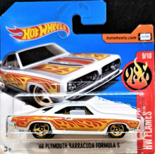 Load image into Gallery viewer, Hot Wheels 2017 '68 Plymouth Barracuda Formula S Pearl White #9/10 HW Flames New