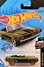 Load image into Gallery viewer, Hot Wheels 2020 '69 Camaro Olive Green #190 HW Roadsters 3/5 New Long Card