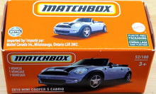 Load image into Gallery viewer, Matchbox 2021 2010 Mini Cooper S Cabrio Light Purple MBX Metro #52/100 New