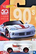 Load image into Gallery viewer, Hot Wheels 2018 Dodge Viper RT/10 White 50th Anniversary Throwback 7/10 New