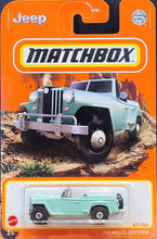 Load image into Gallery viewer, Matchbox 2021 1948 Willys Jeepster Mint Green MBX Off-Road #67/100 New Long Card
