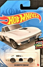 Load image into Gallery viewer, Hot Wheels 2021 '64 Corvette Stingray White #10 HW Race Day 2/10 New Long Card