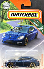 Load image into Gallery viewer, Matchbox 2018 Porsche Panamera Dark Blue #26 MBX Road Trip 17/35 New Long Card