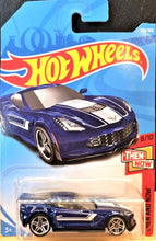Load image into Gallery viewer, Hot Wheels 2018 Corvette C7 Z06 Blue #339 Then and Now 8/10 New Long Card