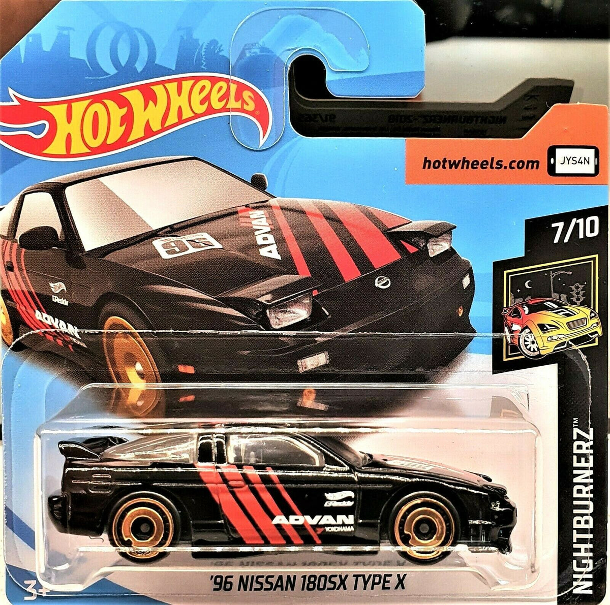 Hot Wheels 2018 '96 Nissan 180SX Type X Black #91 Nightburnerz 7