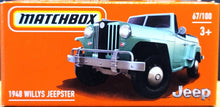 Load image into Gallery viewer, Matchbox 2021 1948 Willys Jeepster Mint Green MBX Off-Road #67/100 New Sealed