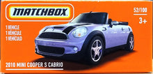 Load image into Gallery viewer, Matchbox 2021 2010 Mini Cooper S Cabrio Light Purple MBX Metro #52/100 New