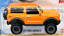 Load image into Gallery viewer, Hot Wheels 2021 Ford Bronco Orange #100 Then & Now 3/10 New Long Card
