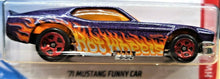 Load image into Gallery viewer, Hot Wheels 2019 '71 Mustang Funny Car Purple #57 HW Flames 8/10 New Long Card
