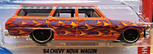 Load image into Gallery viewer, Hot Wheels 2020 '64 Chevy Nova Wagon Orange #141 HW Flames 3/10 New Long Card