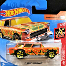 Load image into Gallery viewer, Hot Wheels 2018 Classic '55 Nomad Orange #349 HW Flames New