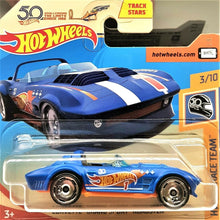 Load image into Gallery viewer, Hot Wheels 2018 Corvette Grand Sport Roadster Blue #259 HW 50 Race Team 3/10 New