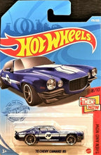 Load image into Gallery viewer, Hot Wheels 2021 '70 Chevy Camaro RS Navy Blue #179 Then & Now 8/10 New Long Card