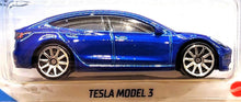 Load image into Gallery viewer, Hot Wheels 2020 Tesla Model 3 Deep Blue #112 Factory Fresh 9/10 New Long Card