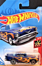 Load image into Gallery viewer, Hot Wheels 2019 '57 Chevy Dark Blue #9 HW Flames 6/10 New Long Card