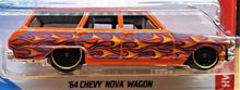 Load image into Gallery viewer, Hot Wheels 2020 '64 Chevy Nova Wagon Orange #141 HW Flames 3/10 New Long Card