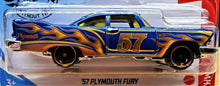 Load image into Gallery viewer, Hot Wheels 2020 '57 Plymouth Fury Blue #168 HW Flames 2/10 New Long Card