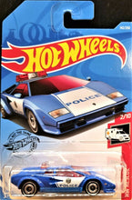 Load image into Gallery viewer, Hot Wheels 2019 Lamborghini Countach Police Car Blue #142 HW Rescue 2/10 New