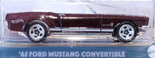 Load image into Gallery viewer, Hot Wheels 2021 '65 Ford Mustang Convertible Maroon Hot Wheels Convertibles 1/10