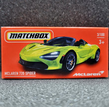 Load image into Gallery viewer, Matchbox 2022 McLaren 720S Spider Lime MBX Showroom #3 New Sealed Box
