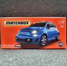 Load image into Gallery viewer, Matchbox 2022 2019 Fiat 500 Turbo Blue MBX Metro #11/100 New Sealed Box
