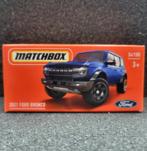 Load image into Gallery viewer, Matchbox 2022 &#39;21 Ford Bronco Blue MBX Off-Road #34/100 New Sealed Box
