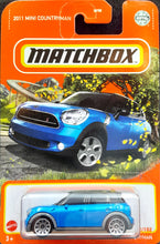 Load image into Gallery viewer, MATCHBOX DIE CAST CAR - 2022 2011 Mini Countryman Blue #2 MBX Highway New Long Card
