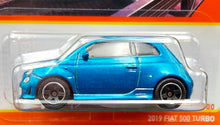 Load image into Gallery viewer, Matchbox 2022 2019 Fiat 500 Turbo Blue MBX Metro #11/100 New Long Card
