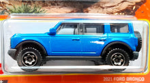 Load image into Gallery viewer, Matchbox 2022 &#39;21 Ford Bronco Blue MBX Off-Road #34/100 New Long Card
