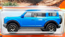 Load image into Gallery viewer, Matchbox 2022 &#39;21 Ford Bronco Blue MBX Off-Road #34/100 New Long Card
