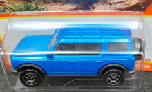 Load image into Gallery viewer, Matchbox 2022 &#39;21 Ford Bronco Blue MBX Off-Road #34/100 New Long Card
