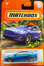 Load image into Gallery viewer, Matchbox 2022 Tesla Model X Blue #53/100 MBX Highway New Long Card
